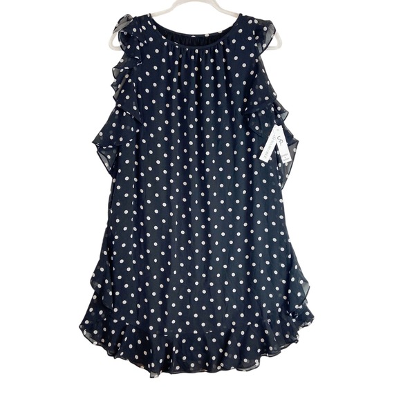 Shelby & Palmer Dresses & Skirts - Shelby & Palmer Black White Polka Dot Ruffle Sleeveless‎ Shift Dress Size 8